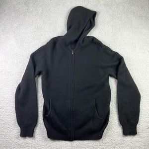 Metropolitan View Vintage Zip Up Sweater With Hood 100% Cashmere Luxe Medium